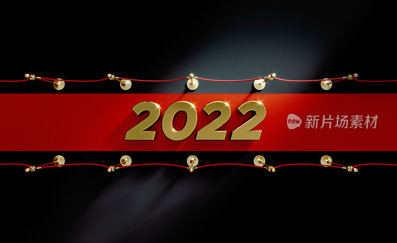 2022年红地毯概念- 2022年坐在红地毯上的黑色背景